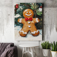 Impasto Oil Painting Canvas, Gingerbread Man Canvas Wall Art, Christmas Gingerbread Canvas Print, Holiday Kitchen Wall Decor, Xmas Home Present