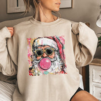 Retro Bubblegum Santa Crewneck, Cool Santa Bubble Gum Sweatshirt, Humorous Santa Christmas Sweater, Vintage Holiday Graphic Sweatshirt Present