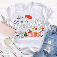 Santa's Favourite Teacher Christmas T-shirt