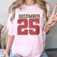 Vintage Distressed Number Graphic Tee, December 25 Christmas T-Shirt, Holiday Season T-Shirt, Retro Xmas Party Shirt, Christmas Present Tee