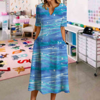 Elegant Blue Gradient Pattern Dress