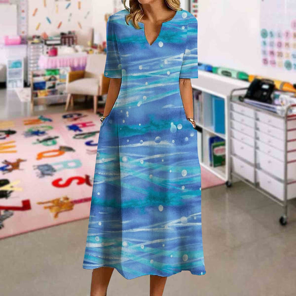 Elegant Blue Gradient Pattern Dress