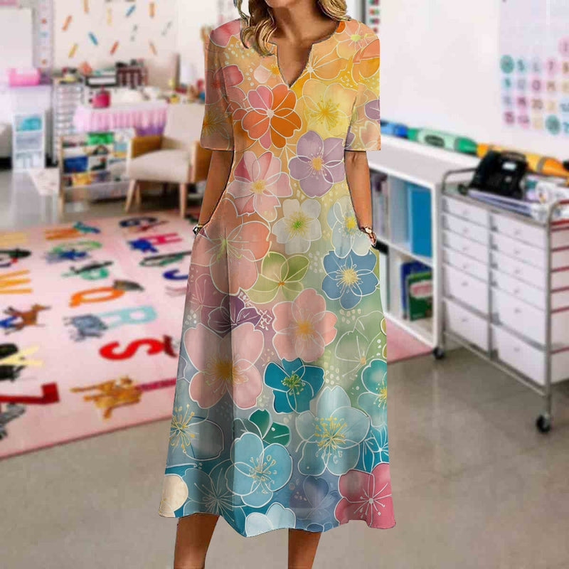 Bohemian Gradient Floral Dress