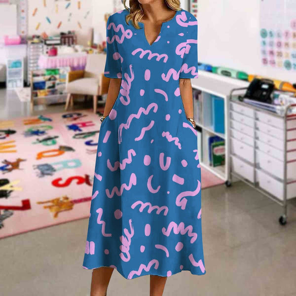Blue Simple Lines Dress