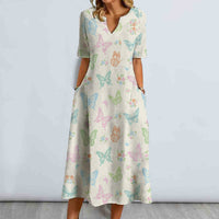 Gentle And Elegant Butterfly Print Dress