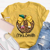 Personalized Name Leopard Apple T-shirt