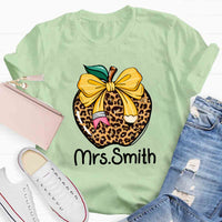 Personalized Name Leopard Apple T-shirt