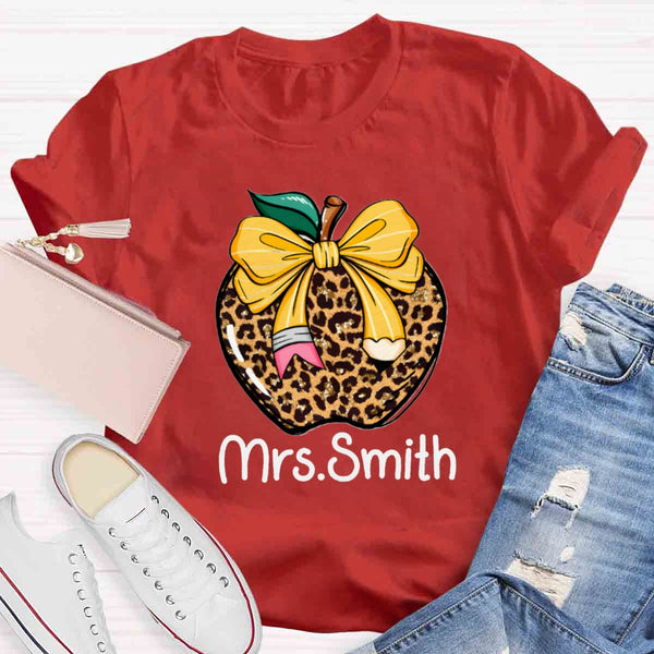 Personalized Name Leopard Apple T-shirt