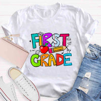 Personalized Grade Pencil Red Apple First Grade T-shirt
