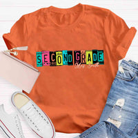 Personalized Grade And Name Color Block Back To School T-shirt