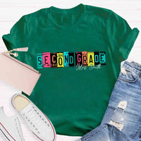 Personalized Grade And Name Color Block Back To School T-shirt