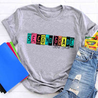 Personalized Grade And Name Color Block Back To School T-shirt