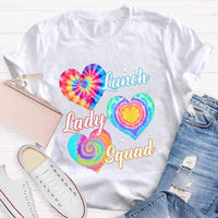Lunch Lady Squad Colorful Peach Heart T-shirt