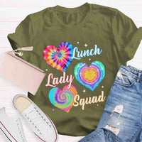 Lunch Lady Squad Colorful Peach Heart T-shirt
