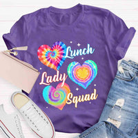 Lunch Lady Squad Colorful Peach Heart T-shirt