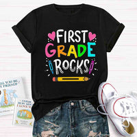 Personalized Grade Rocks Teacher T-Shirt