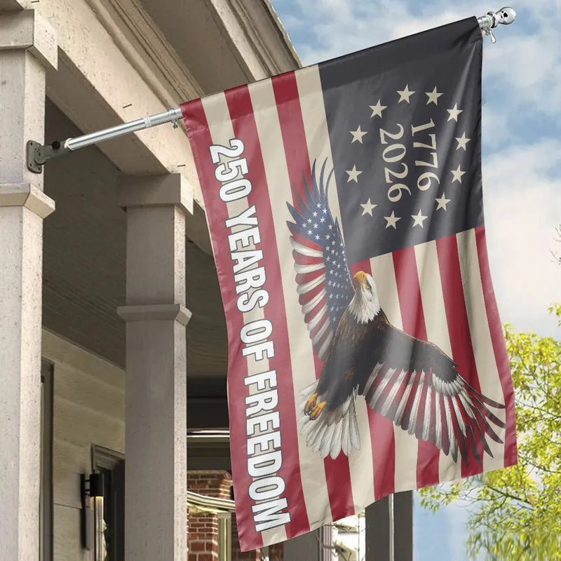 Patriotic 250 Years of Freedom House Flag | American Eagle 1776-2026 Semiquincentennial Banner | Double-Sided Premium Polyester | Proud American Home Decor Gift