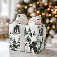 Winter Forest Dog Gift Wrap, Poodle Christmas Wrapping Paper, Watercolor Poodle Holiday Wrapping Paper, Xmas Dog Lover Wrapping Paper Roll