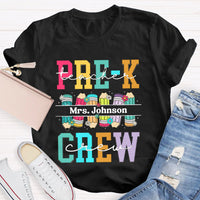 Personalized Name Prek Teacher Crew Colored Pencils T-shirt