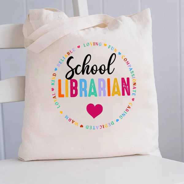 School Librarian Canvas Tote Bag