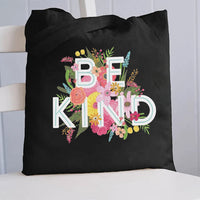 Floral Be Kind Canvas Tote Bag