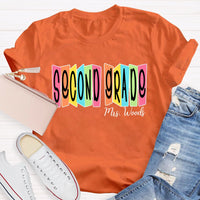Personalized Name And Grade Colored Squares T-shirt