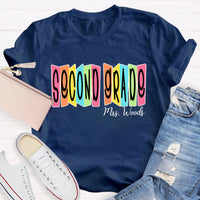 Personalized Name And Grade Colored Squares T-shirt