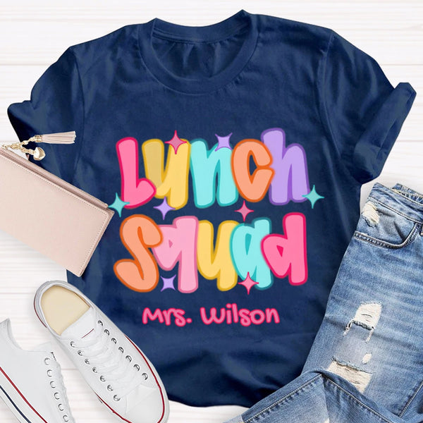 Personalized Name Lunch Squad Colorful Star T-shirt
