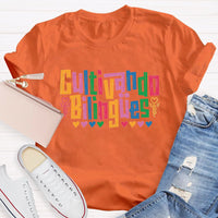 Cultivando Bilingües Bilingual Colored Heart T-shirt