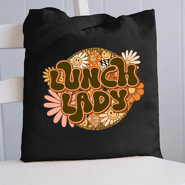 Floral Lunch Lady Canvas Tote Bag
