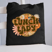 Floral Lunch Lady Canvas Tote Bag