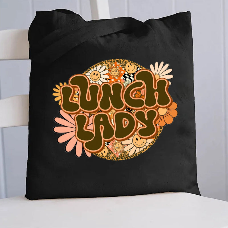 Floral Lunch Lady Canvas Tote Bag