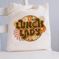 Floral Lunch Lady Canvas Tote Bag