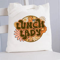 Floral Lunch Lady Canvas Tote Bag