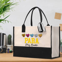 Personalized Para Teacher Name Heart Cotton Tote Bag