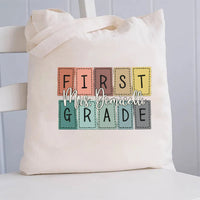 Personalized Grade And Name Colorful square Canvas Tote Bag