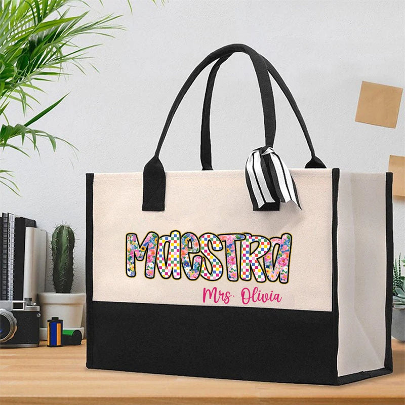 Personalized Maestra Name Cotton Tote Bag