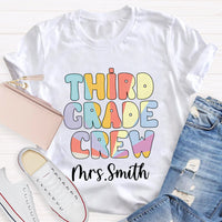 Personalized Grade And Name Colorful Gradient Effect Print T-Shirt