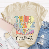 Personalized Grade And Name Colorful Gradient Effect Print T-Shirt