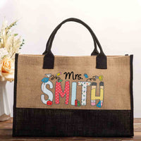 Personalized Name Polka Dot Stripe Design Cotton Tote Bag