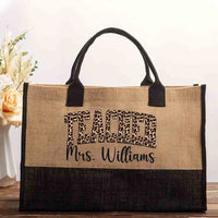 Personalized Name Leopard Teacher Cotton Tote Bag