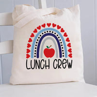 Lunch Crew Rainbow Heart Canvas Tote Bag