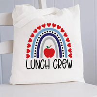 Lunch Crew Rainbow Heart Canvas Tote Bag