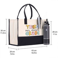 Personalized Name And Grade Colorful Pencil Cotton Tote Bag
