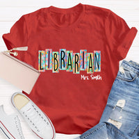 Personalized Librarian Name Floral T-Shirt