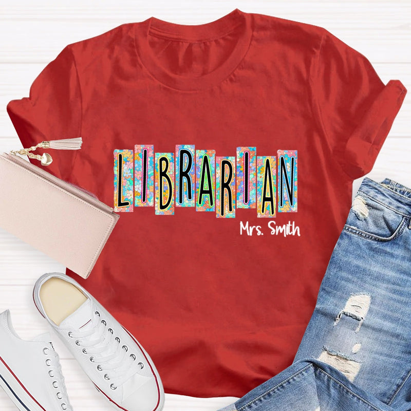 Personalized Librarian Name Floral T-Shirt
