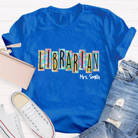 Personalized Librarian Name Floral T-Shirt