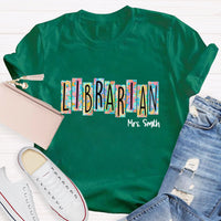 Personalized Librarian Name Floral T-Shirt