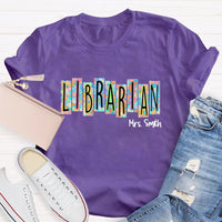 Personalized Librarian Name Floral T-Shirt