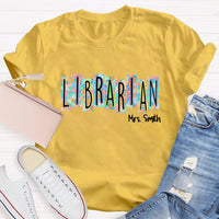 Personalized Librarian Name Floral T-Shirt